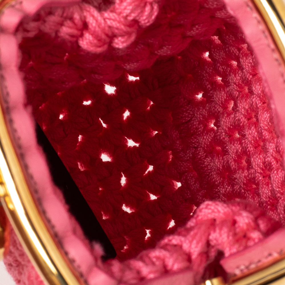 

Fendi Pink Woven Fabric Framed Coin Purse