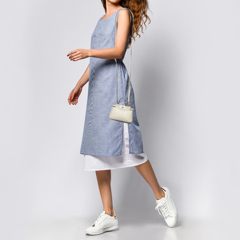 

Fendi White Leather Micro Peekaboo Crossbody Bag