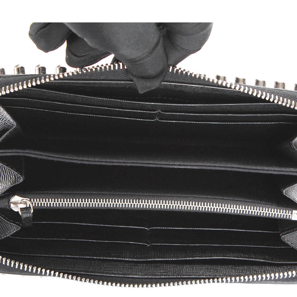 

Fendi Black Saffiano Studded Karlito Clutch Bag