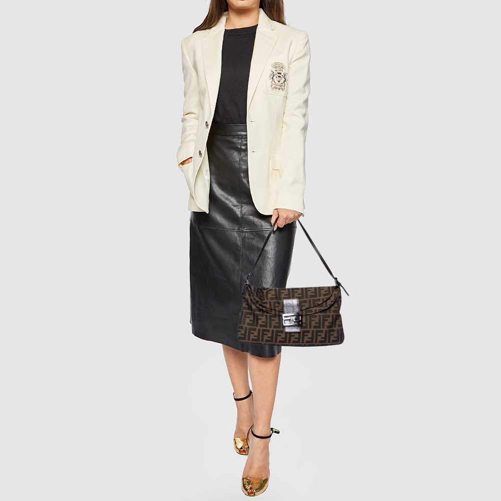 

Fendi Tobacco Zucca Canvas and Leather Trim Baguette Bag, Brown