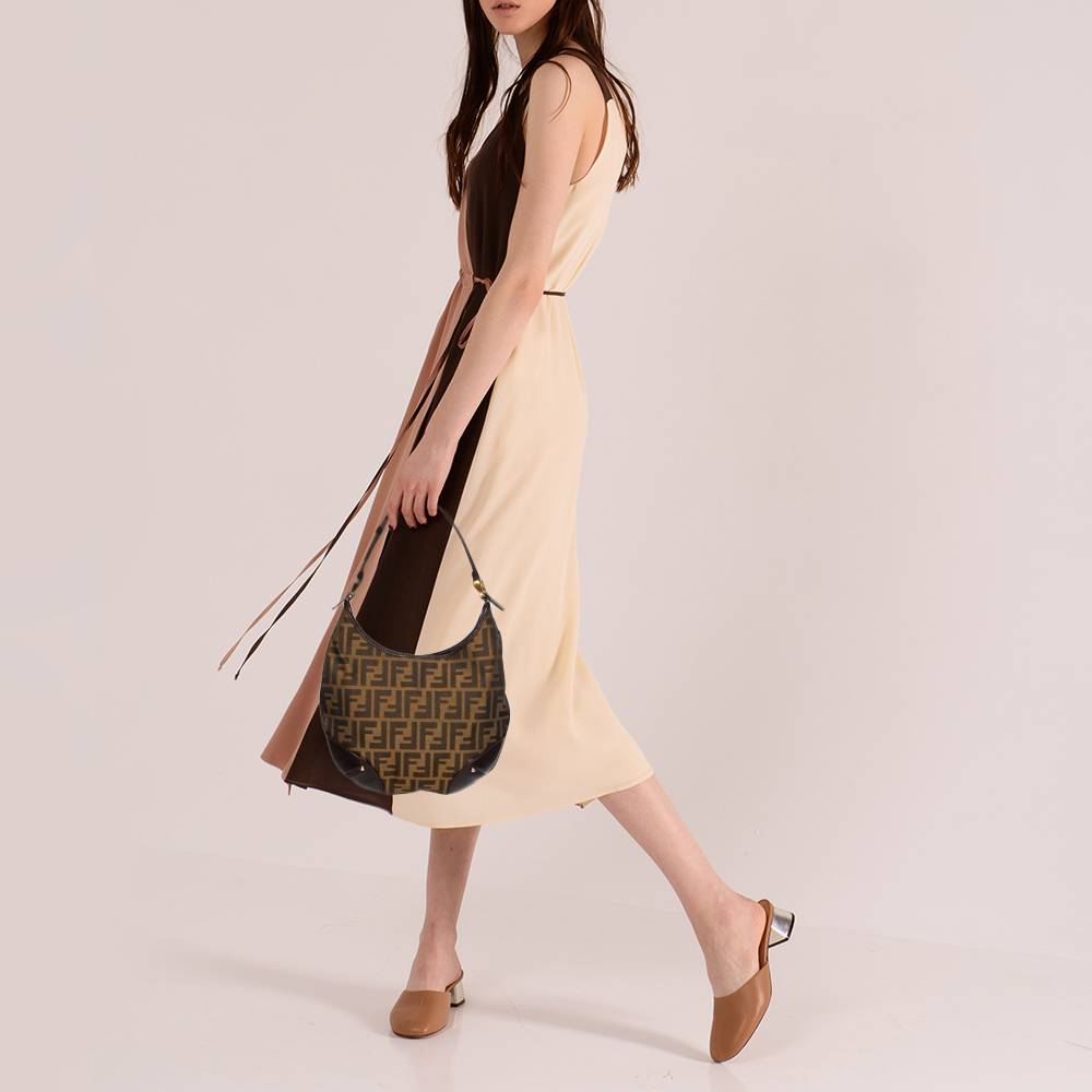 

Fendi Tobacco Zucca Canvas Small Hobo, Brown