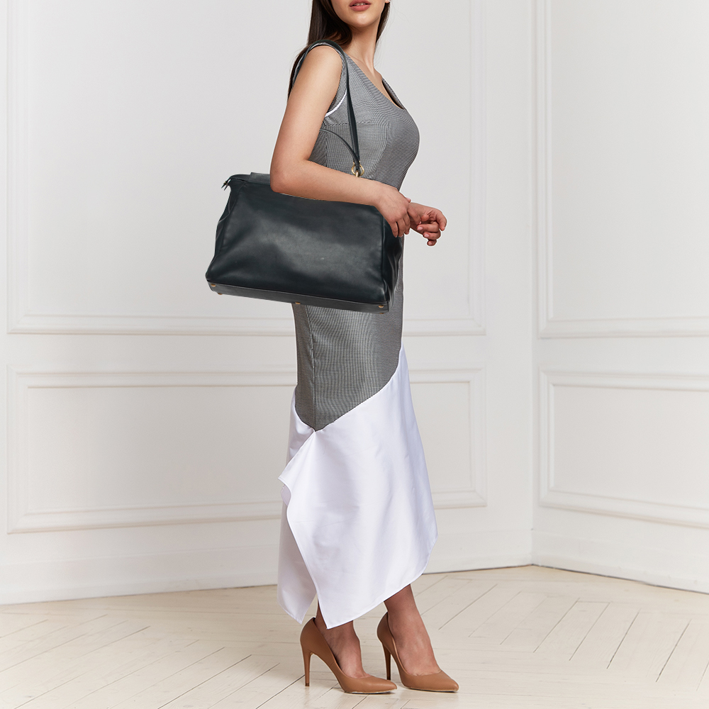 

Fendi Dark Grey Leather Large Peekaboo Top Handle Bag