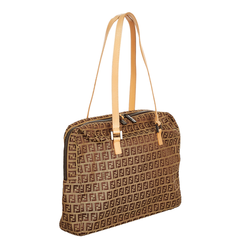 

Fendi Brown Canvas Fabric Zucchino Shoulder Bag