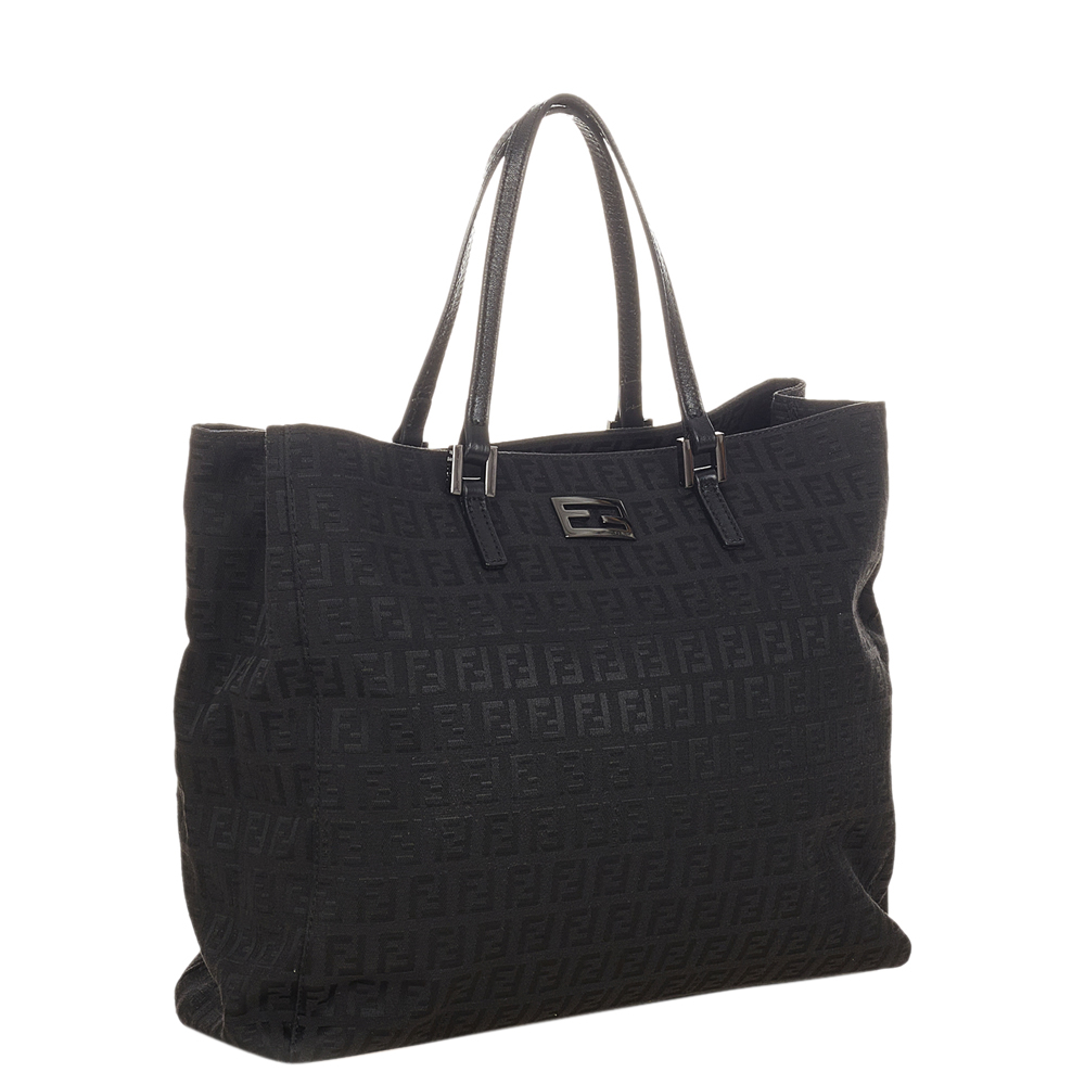 

Fendi Black Canvas Fabric Zucchino Tote Bag