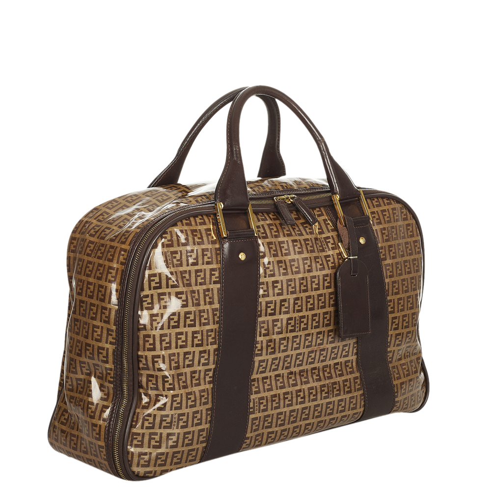 

Fendi Brown/Beige PVC Plastic Vintage Duffel Bag