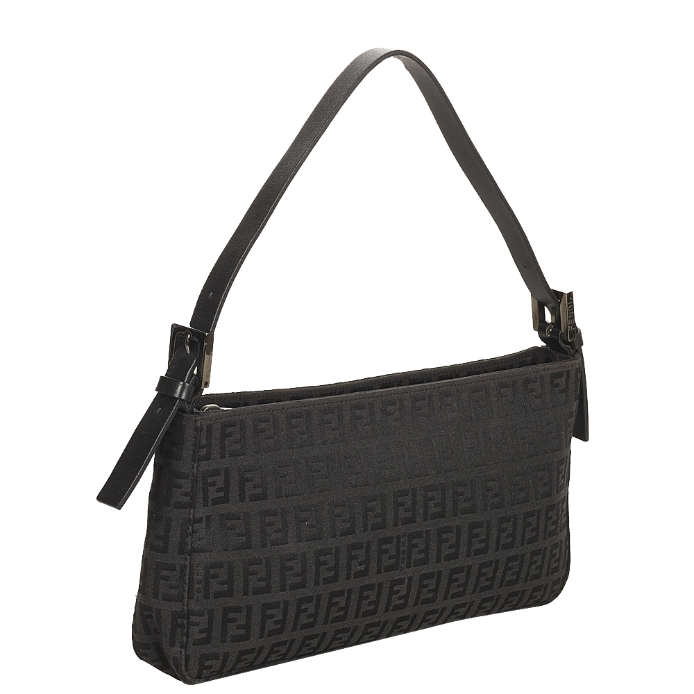 

Fendi Black Canvas Fabric FF Zucchino Shoulder Bag