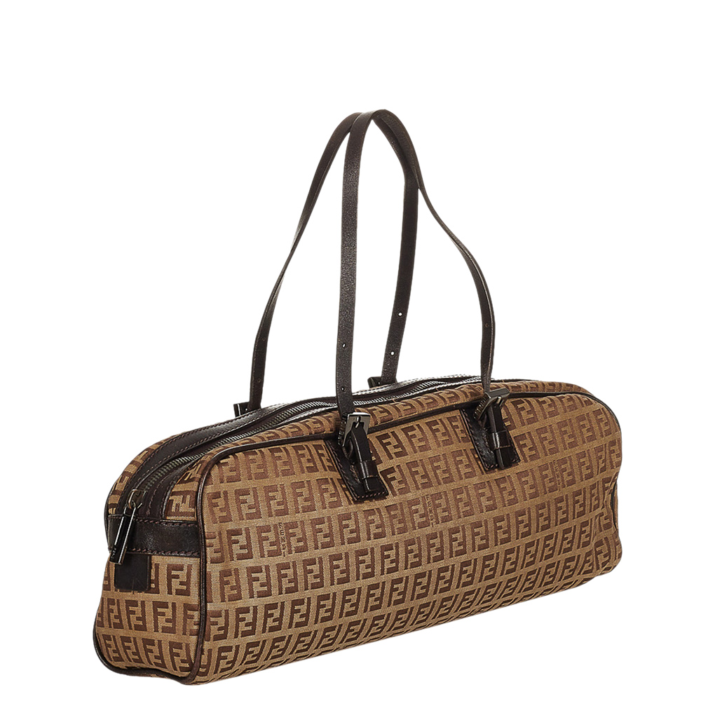 

Fendi Brown Canvas Fabric Zucchino Top Handle Bag