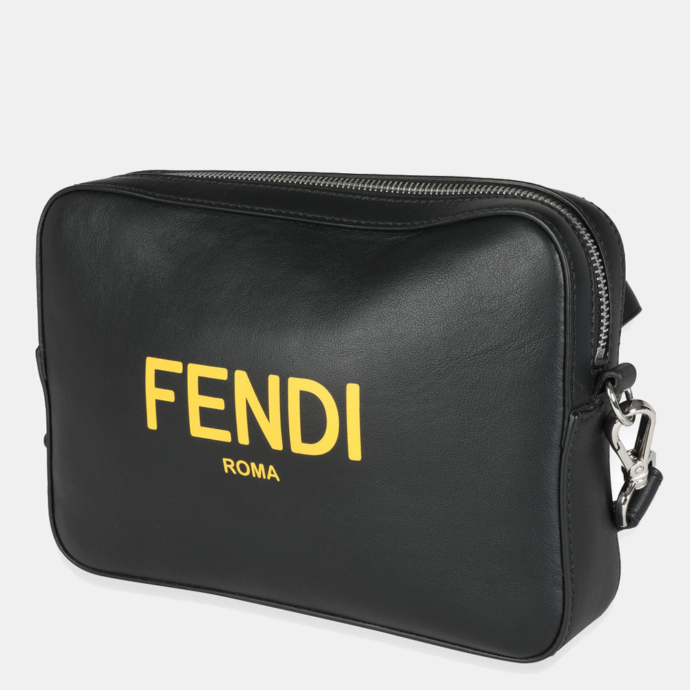 

Fendi Black Calfskin Sunflower Logo Mini Camera Shoulder Bag