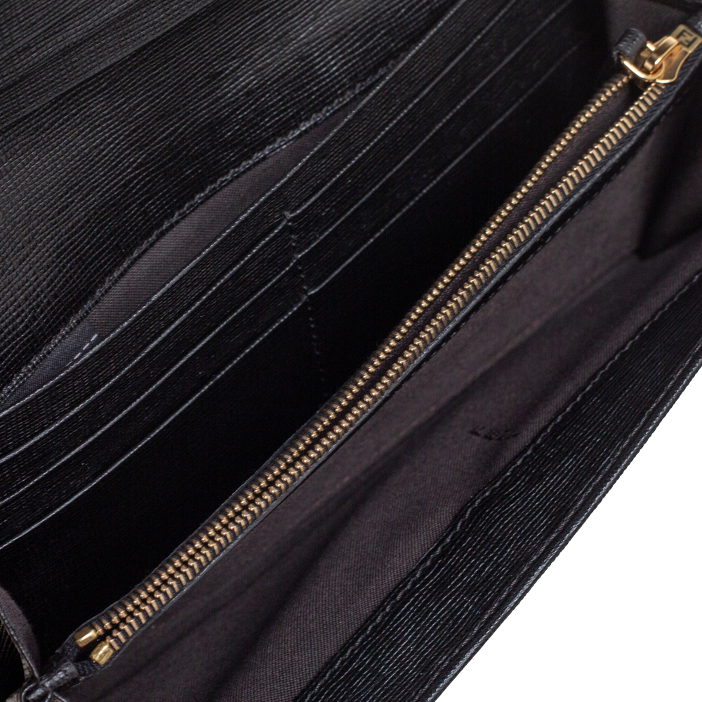 

Fendi Black Leather Continental Wallet