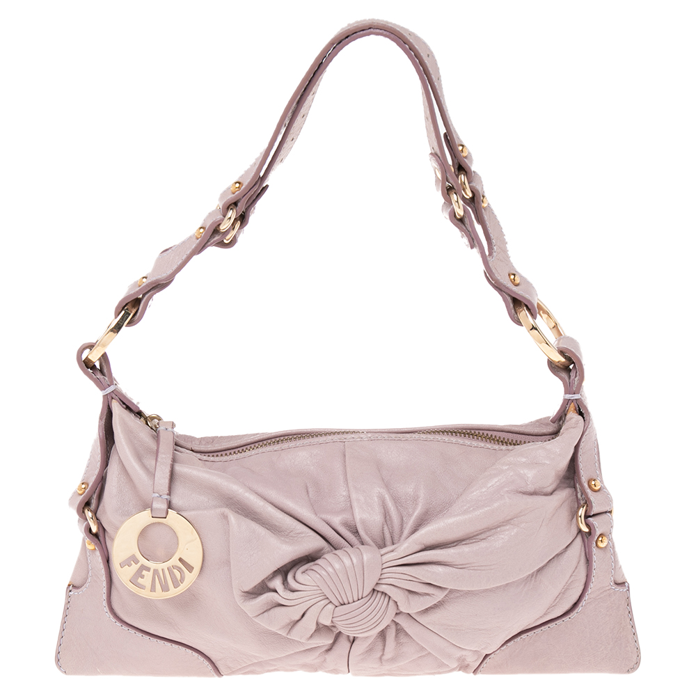 Pre Owned حقيبة فندي باغويت عقدة جلد وردي 