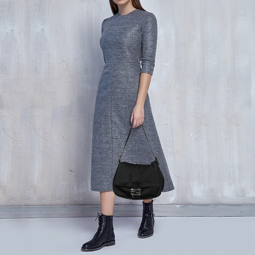 

Fendi Black Jersey and Leather Mama Forever Shoulder Bag