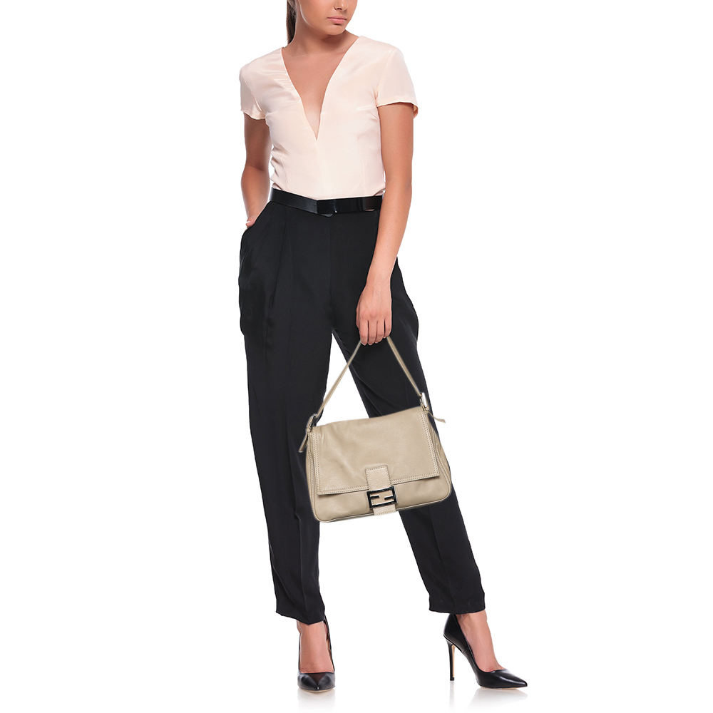 

Fendi Beige Leather Mama Forever Shoulder Bag