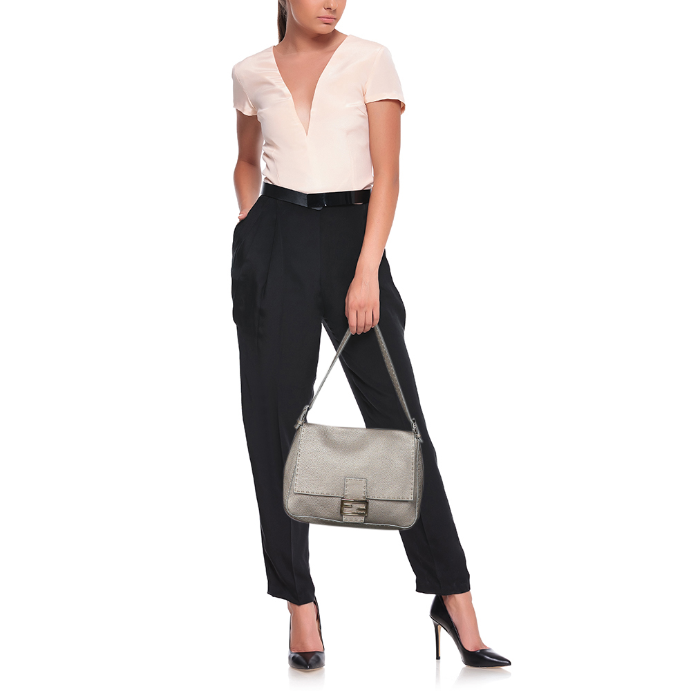

Fendi Grey Selleria Leather Mama Forever Shoulder Bag