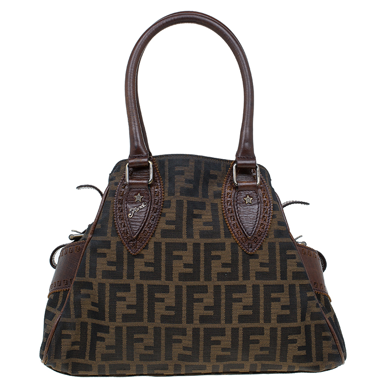 Pre Owned Fendi Brown Zucca Canvas Chef De Jour Bag