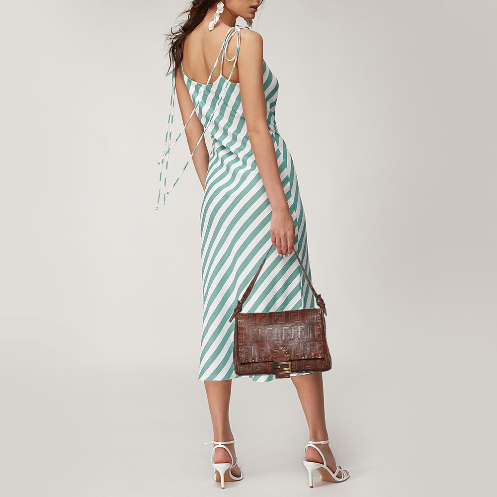 

Fendi Brown Leather F Logo Mama Forever Shoulder Bag