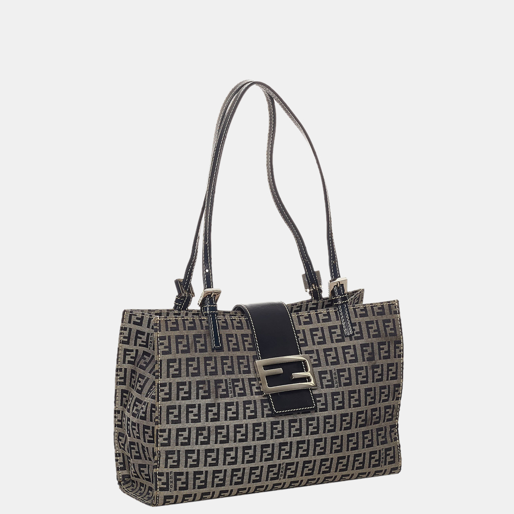 

Fendi Grey Canvas Fabric Zucchino Tote Bag