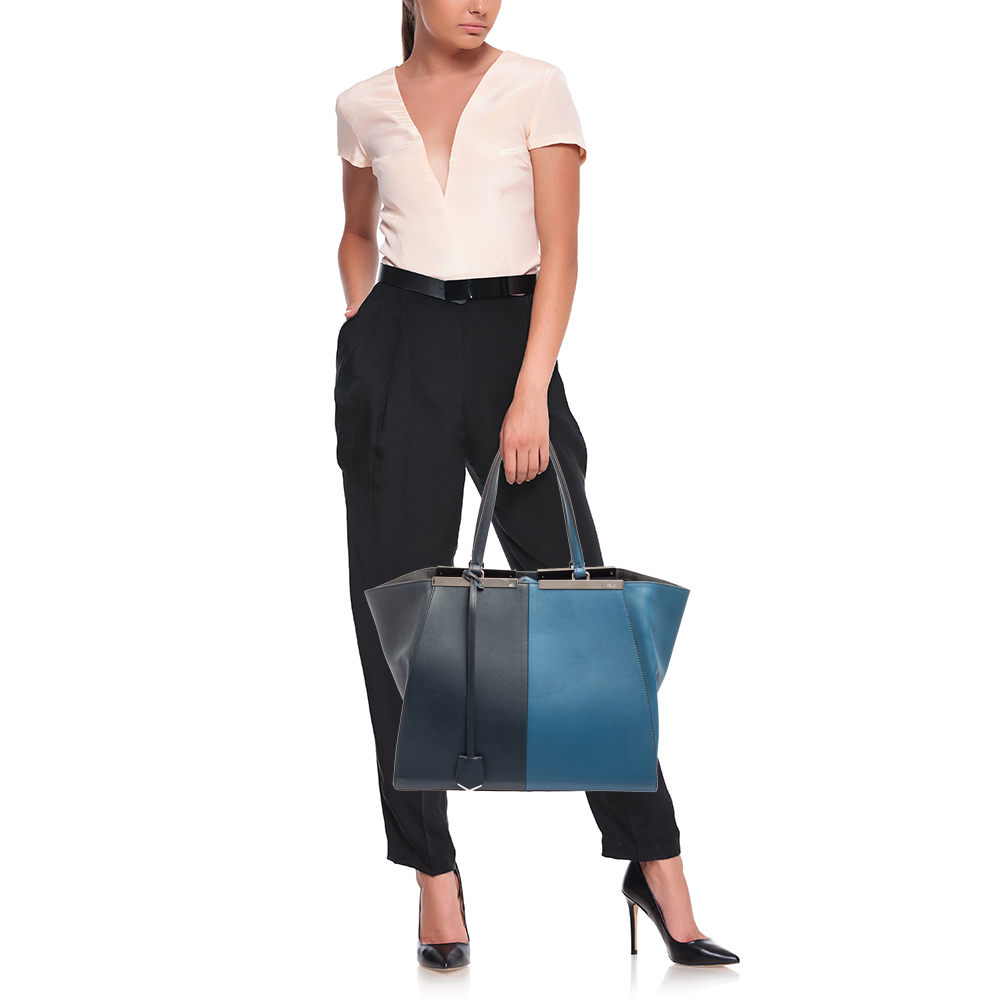 

Fendi Bicolor Leather Large 3Jours Tote Bag, Blue
