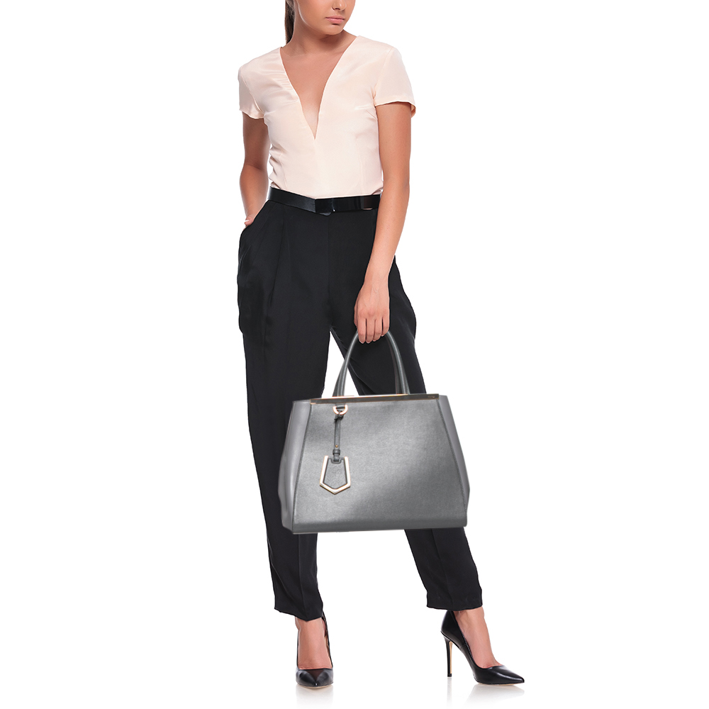 

Fendi Grey Leather Medium 2Jours Tote