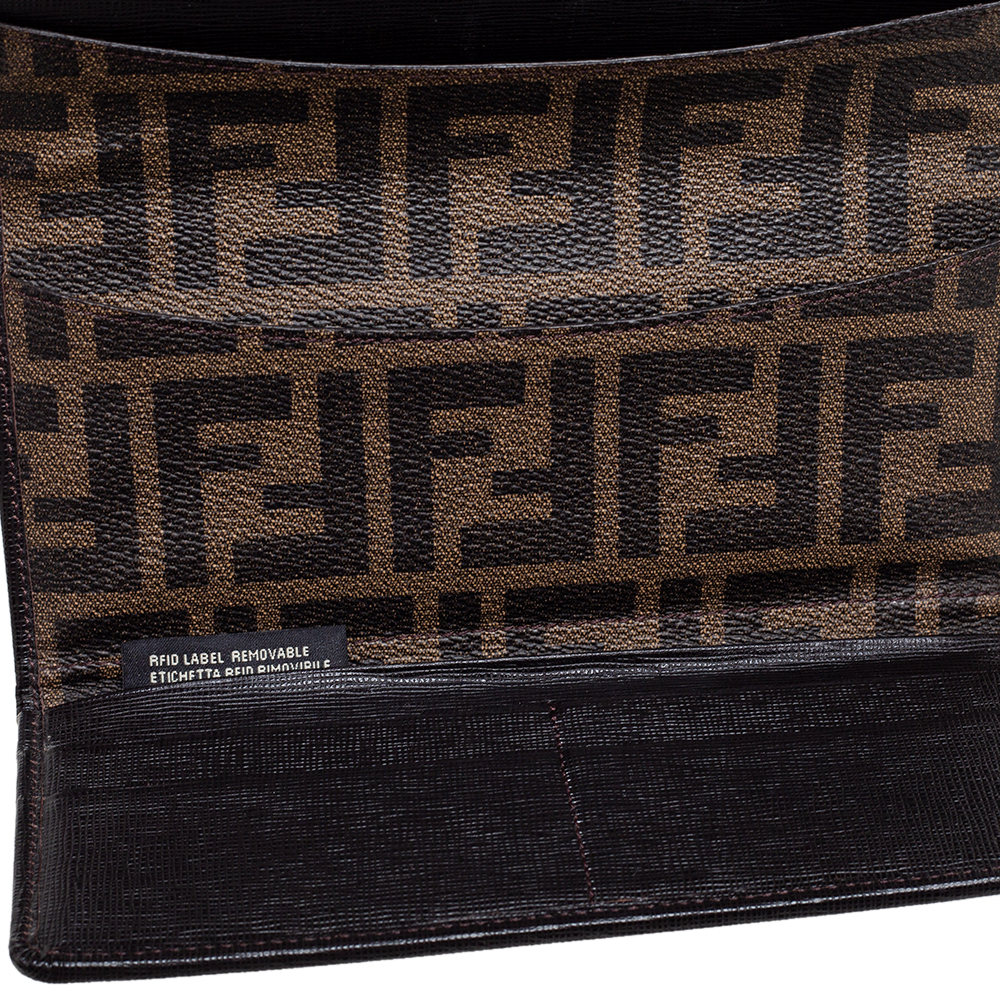 

Fendi Black Zucca Coated Canvas and Leather Flap Continental Wallet