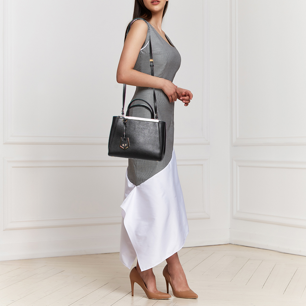 

Fendi Black Leather Small 2Jours Tote