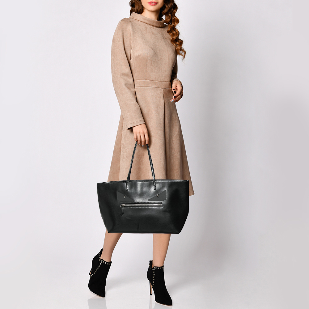 

Fendi Black Leather Monster Roll Tote