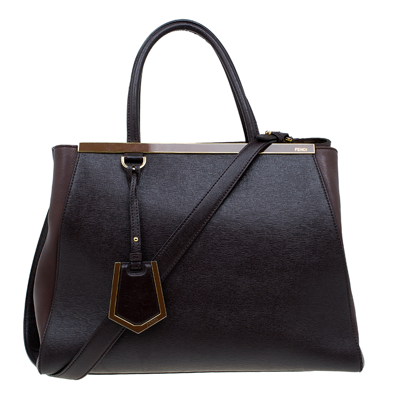 Pre Owned Fendi Bi Color Saffiano Leather 2Jours Tote