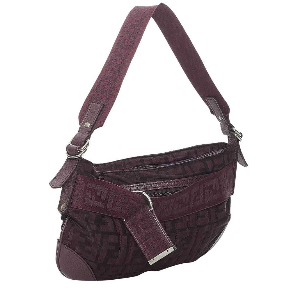 

Fendi Red Canvas Fabric Zucca Shoulder Bag