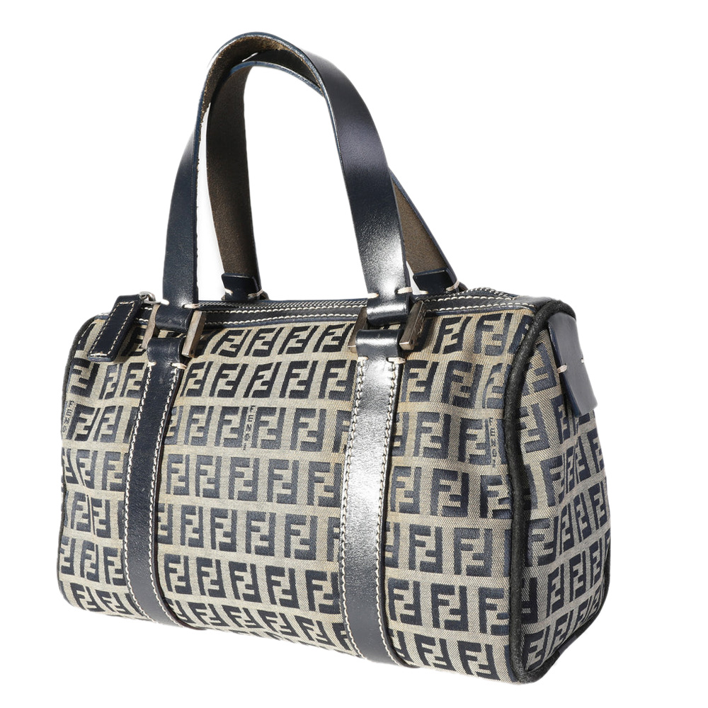

Fendi Navy/Grey Zucchino Canvas Vintage Mini Top Handle Bag