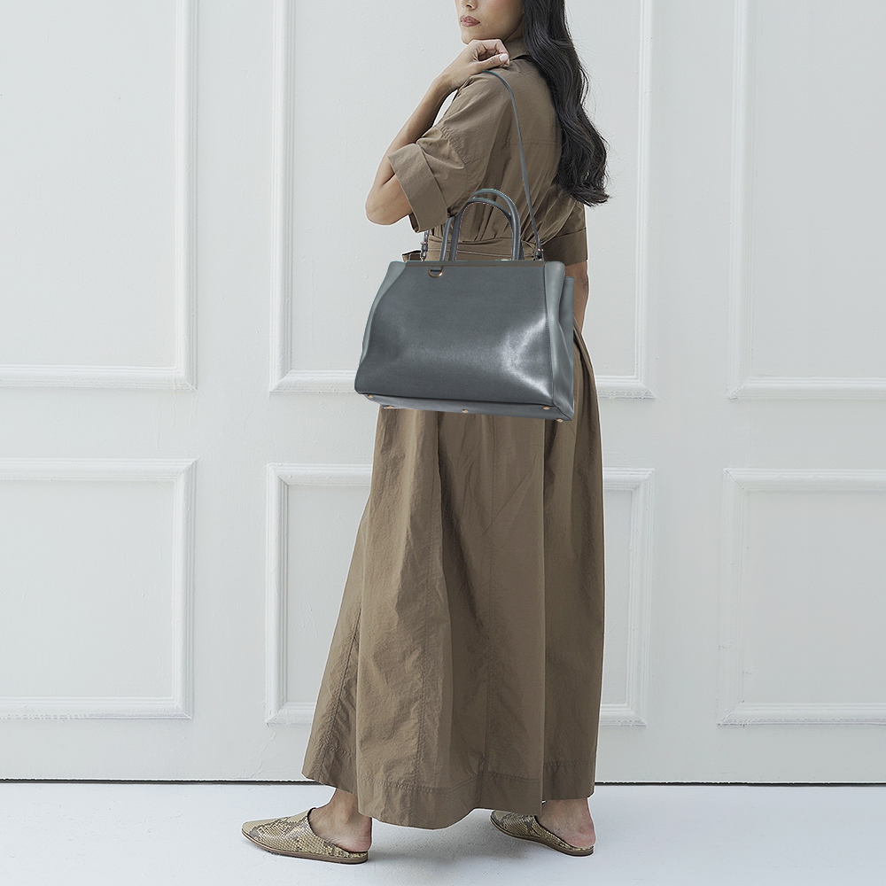 

Fendi Grey Leather Medium 2Jours Tote