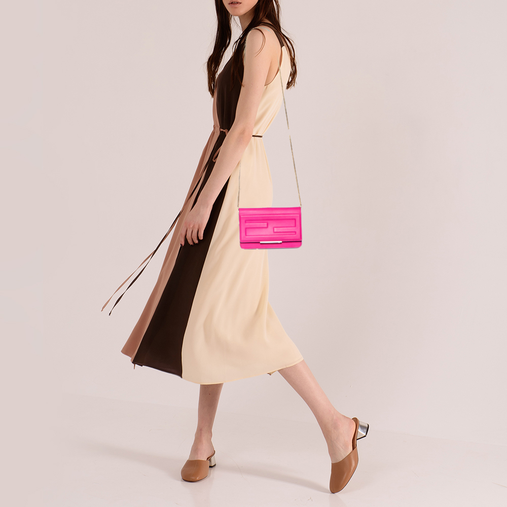 

Fendi Hot Pink Leather Tube Wallet on Chain