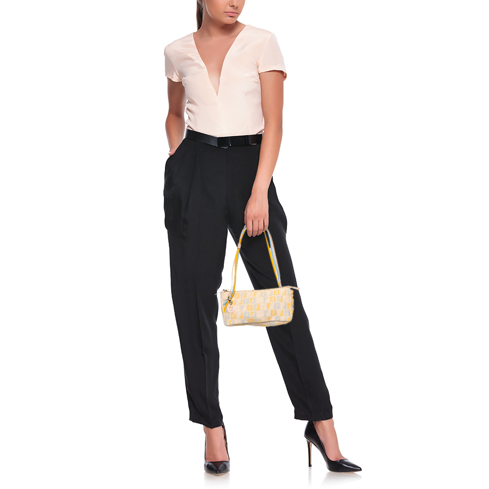 

Fendi Multicolor Zucchino Canvas and Leather Baguette
