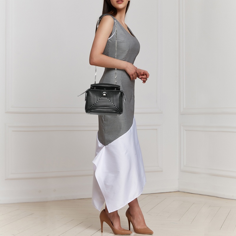 

Fendi Black Quilted Leather Dotcom Click Medium Shoulder Bag