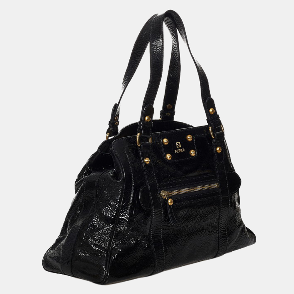 

Fendi Black Patent Leather De Jour Tote Bag