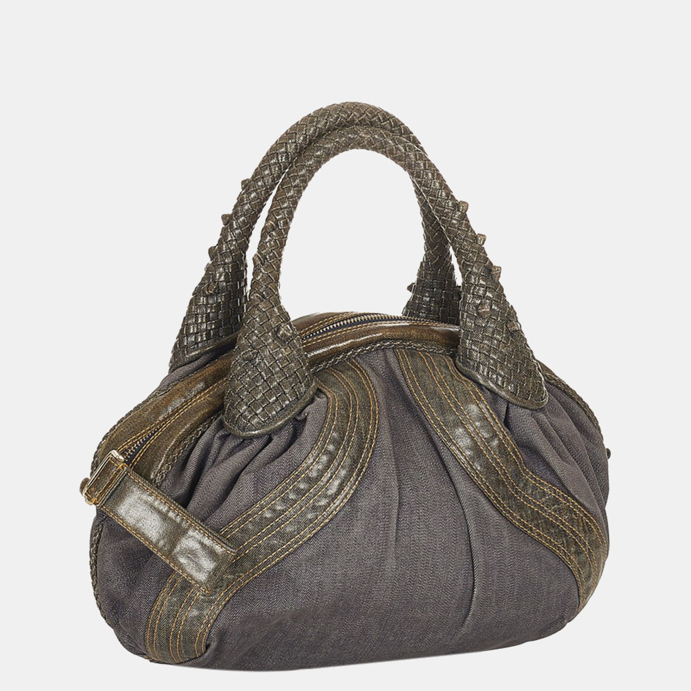 

Fendi Grey Denim Leather Spy Top Handle Bag