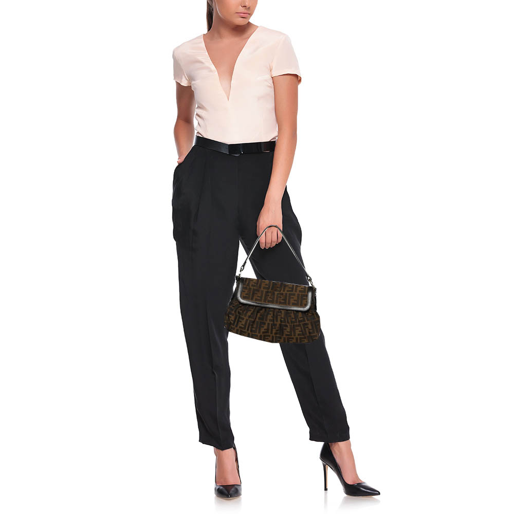 

Fendi Tobacco Zucca Canvas and Leather Chef Shoulder Bag, Brown