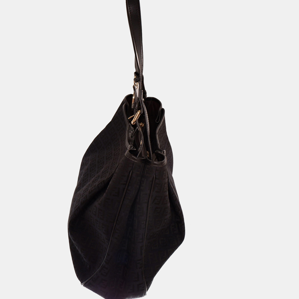 

Fendi Black Zucchino Canvas Hobo Bag