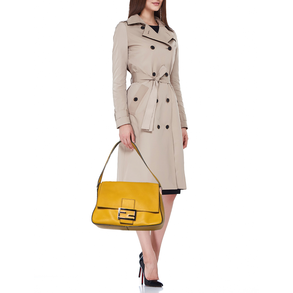 

Fendi Yellow Leather Mama Forever Shoulder Bag