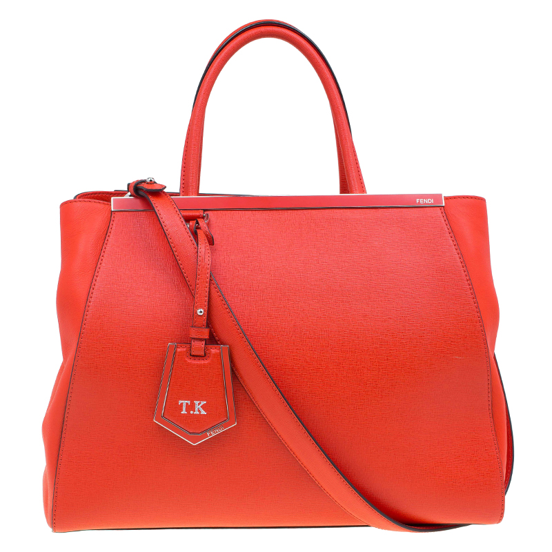 Pre Owned Fendi Orange Saffiano Leather 2Jours Tote