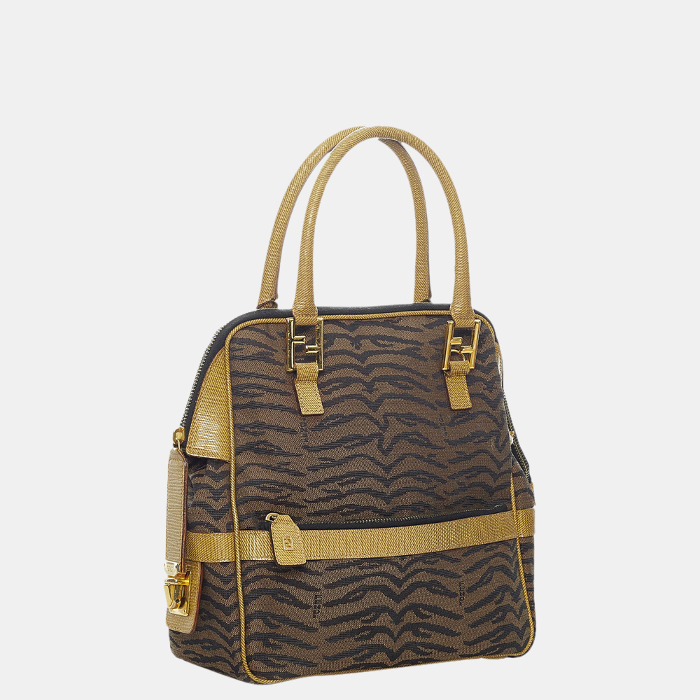 

Fendi Brown Animal Print Canvas Handbag
