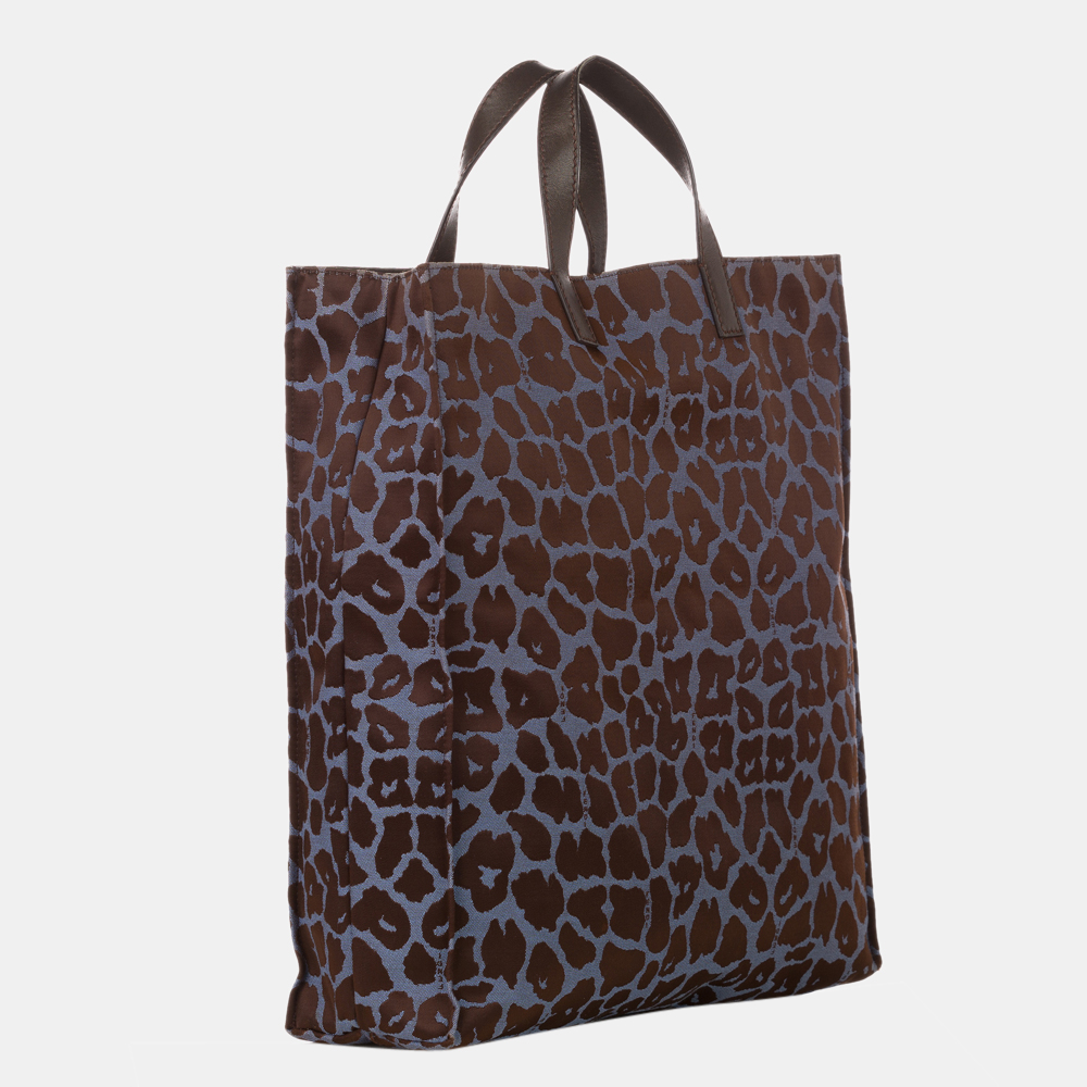 

Fendi Blue/Brown Leopard Print Nylon Tote Bag