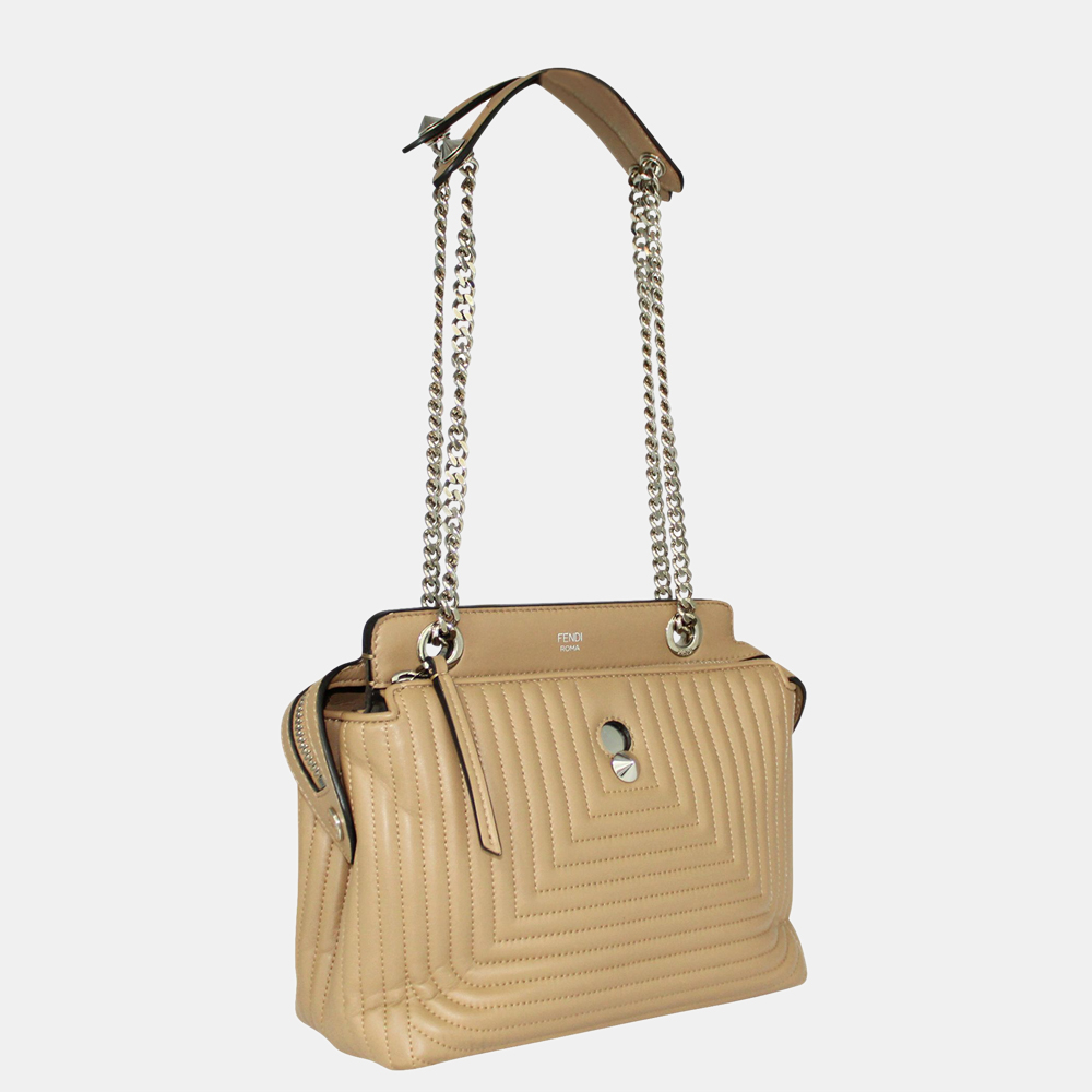 

Fendi Beige Quilted Leather Dotcom Shoulder Bag