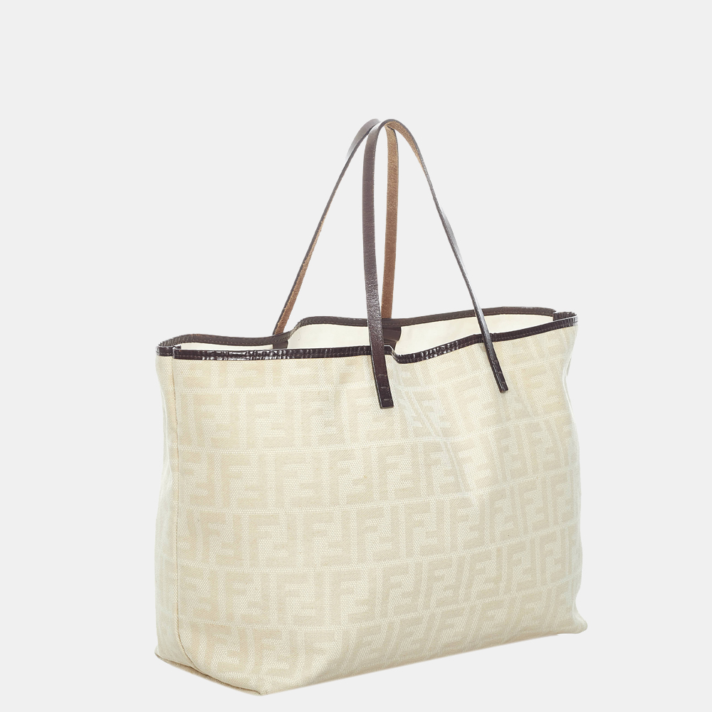 

Fendi Beige/Brown Zucca Roll Coated Canvas Tote Bag