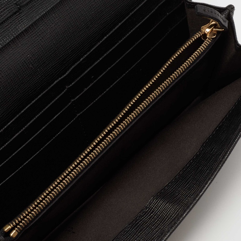 

Fendi Black Leather Continental Wallet