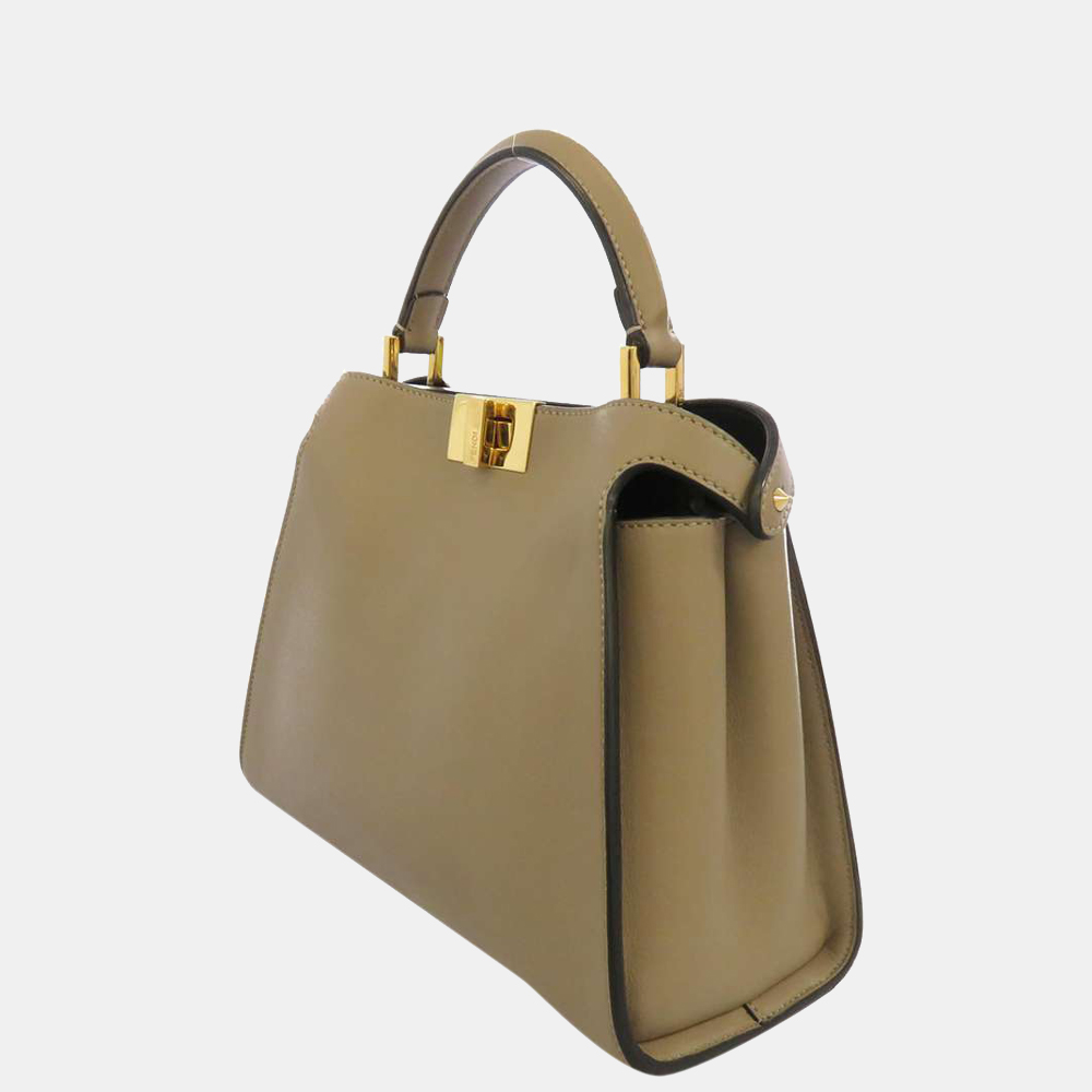 

Fendi Beige Leather Peekaboo Iconic Essentially Top Handle Bag