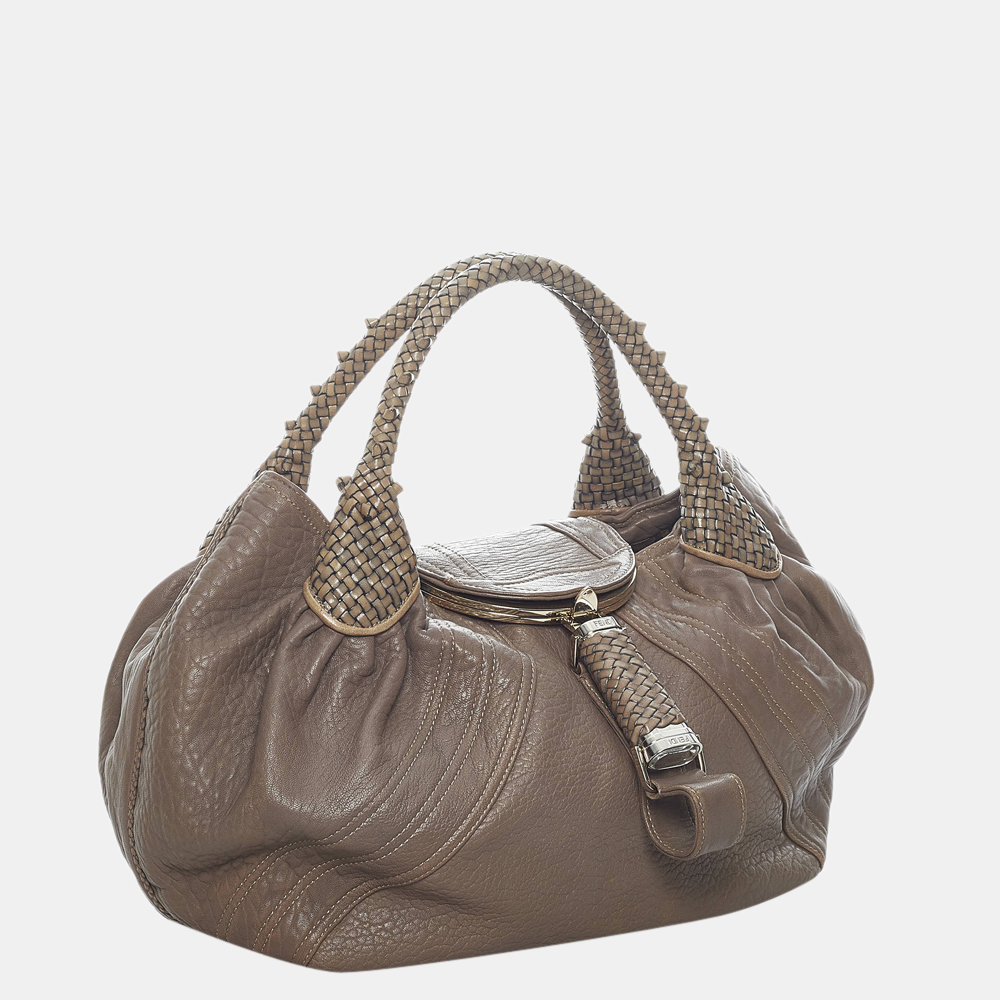 

Fendi Grey Spy Leather Hobo Bag