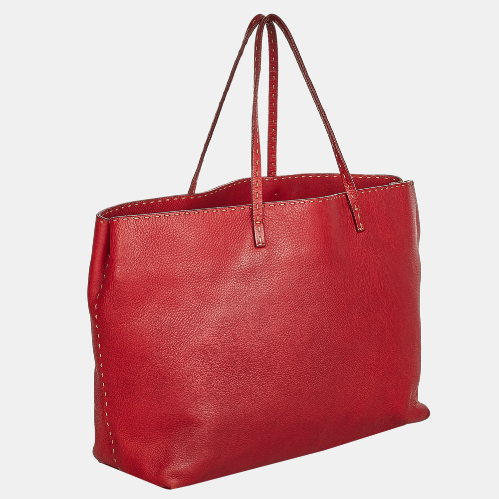 

Fendi Red Selleria Leather Tote Bag