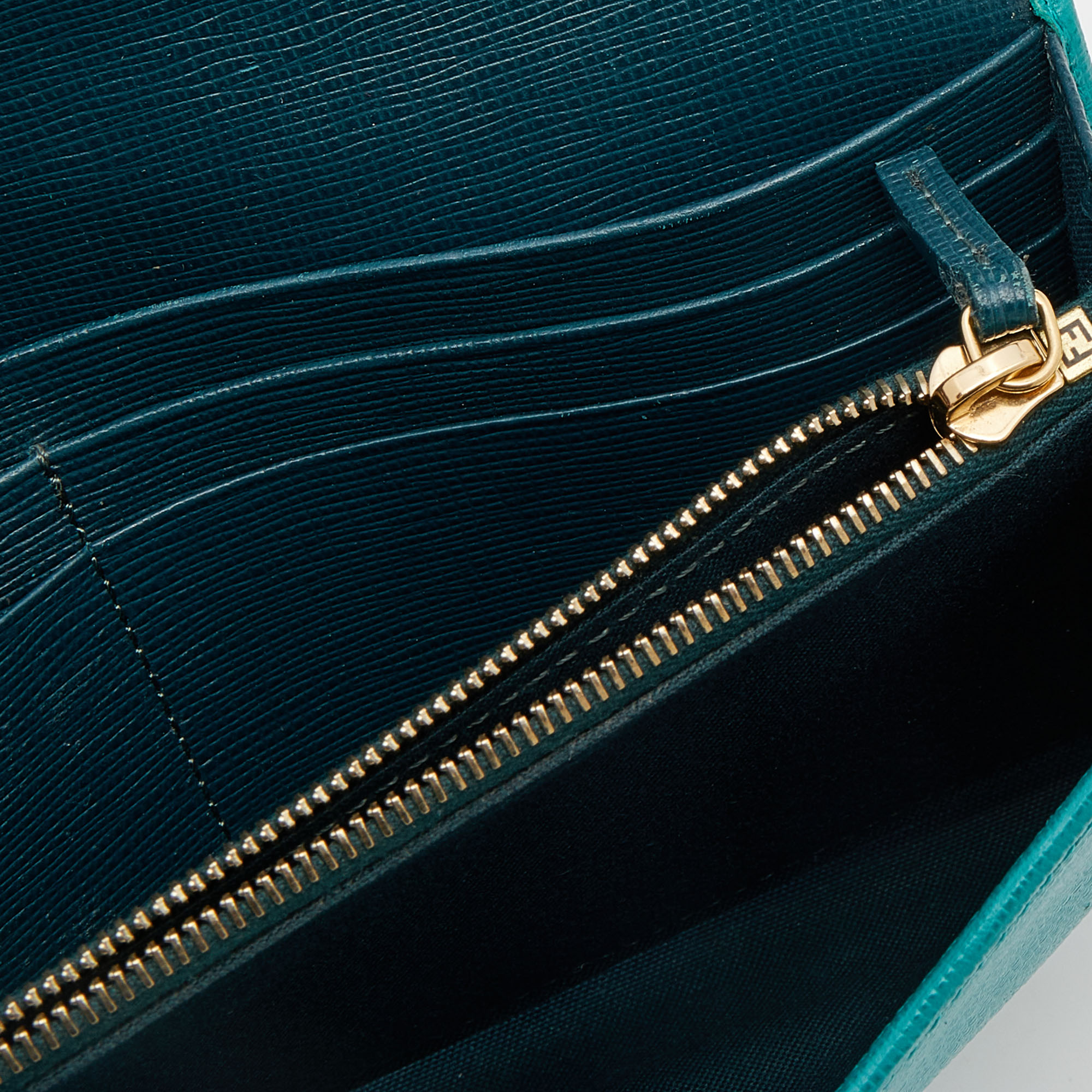 

Fendi Blue Leather Logo Flap Continental Wallet