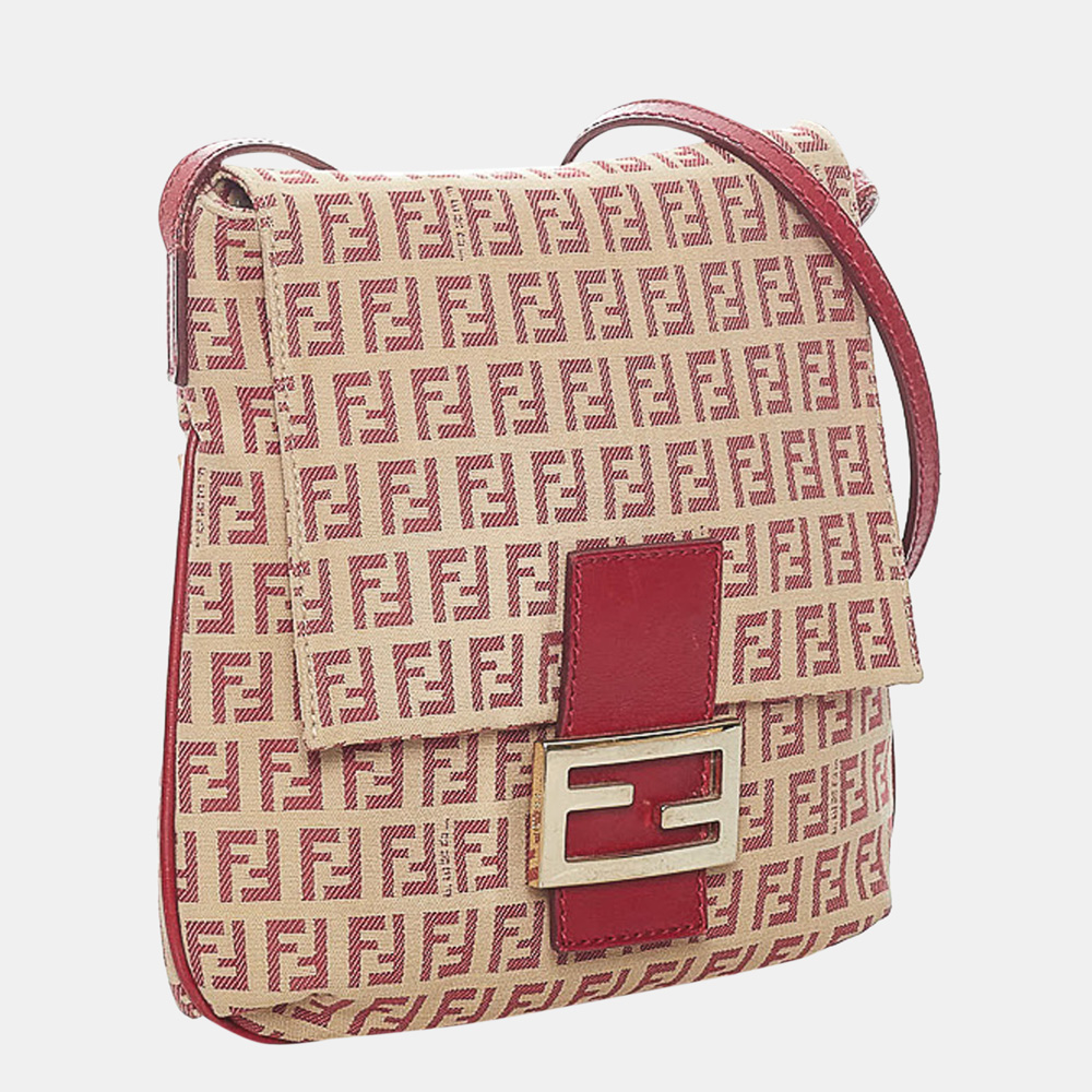 

Fendi Pink/Red Zucchino Canvas Crossbody Bag