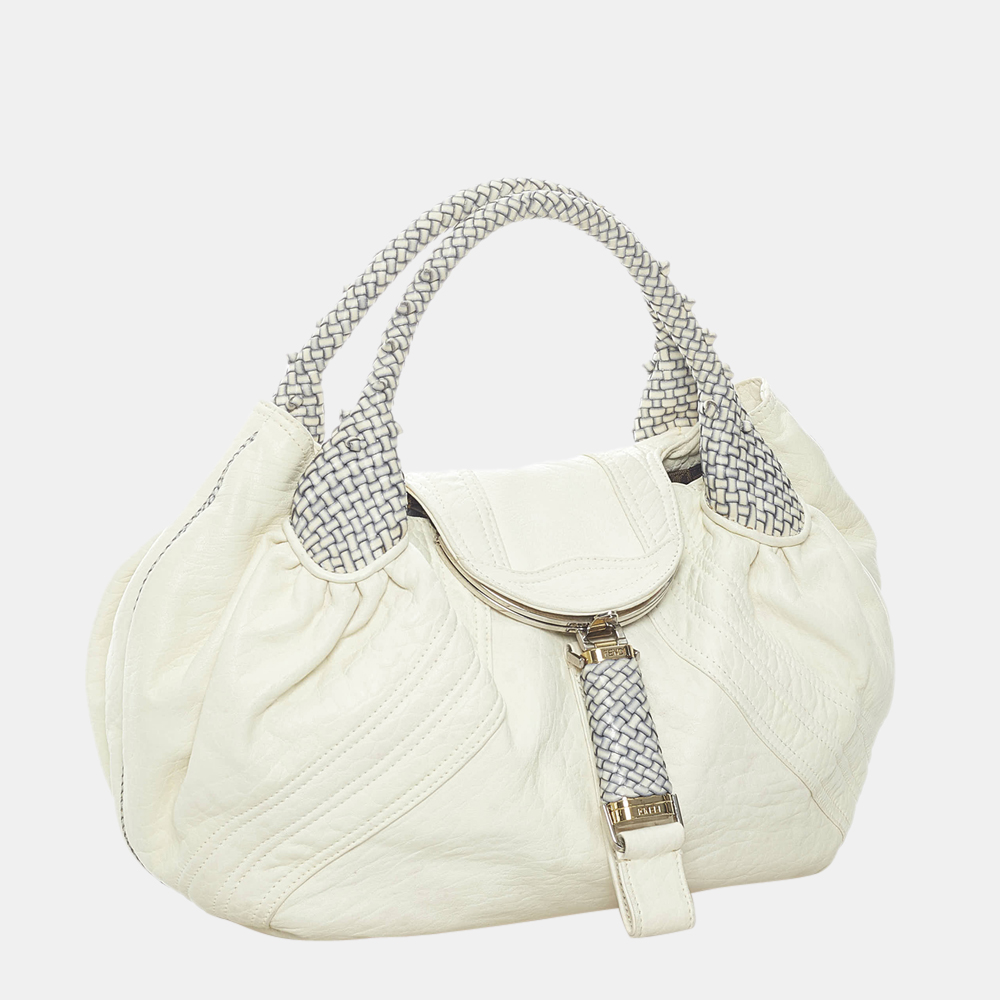 

Fendi White Spy Leather Handbag