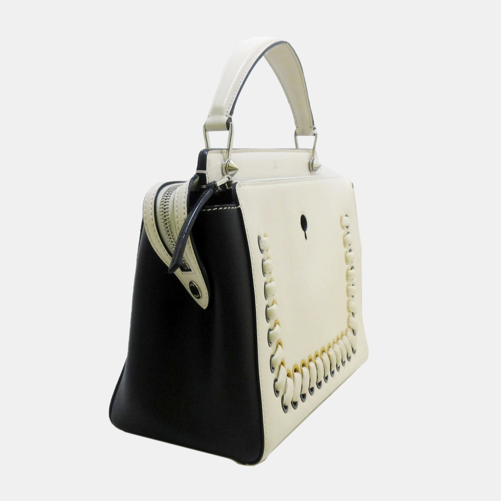 

Fendi White DotCom Whipstitch Leather Satchel